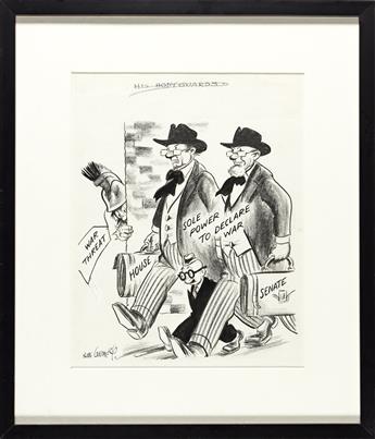 RUBE GOLDBERG (1883-1970) Group of three Cold War-era political cartoons.